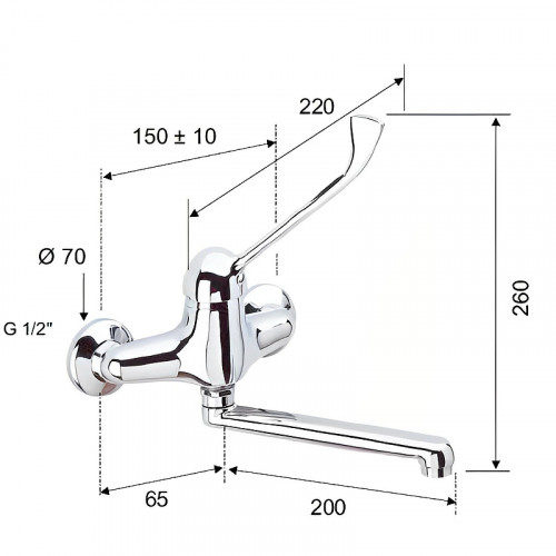 Смеситель для кухни Remer Kiss K45 Хром латунь на стену