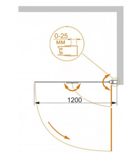 Шторка на ванну Cezares ECO-O-V-21-120/140-C-Cr профиль Хром стекло прозрачное