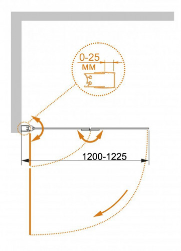 Шторка на ванну Cezares ECO-O-V-21-120/140-C-Cr профиль Хром стекло прозрачное