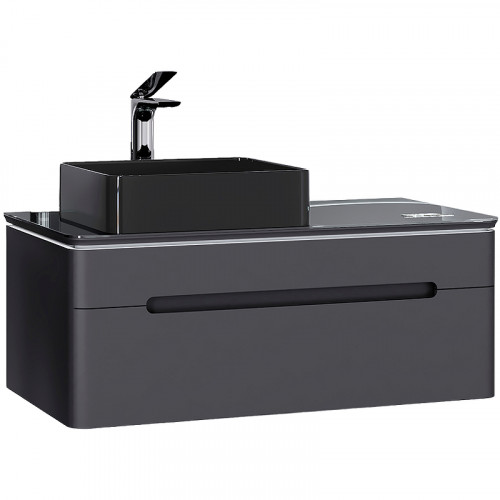 Тумба под раковину Jorno Shine 100 Shi.01.100/P/A подвесная Антрацит МДФ / ЛДСП, стекло