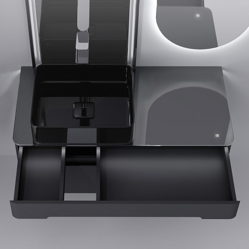 Тумба под раковину Jorno Shine 100 Shi.01.100/P/A подвесная Антрацит МДФ / ЛДСП, стекло
