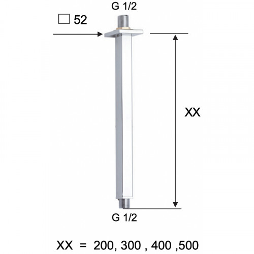 Кронштейн для верхнего душа Remer 347S50 Хром латунь на потолок