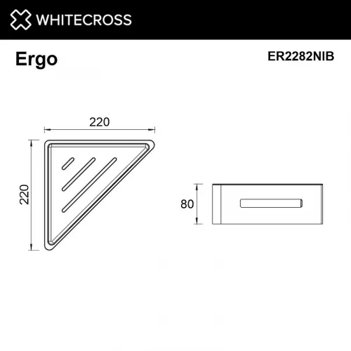 Металлическая полка Whitecross Ergo nickel brushed ER2282NIB угловая цвет Никель брашированный