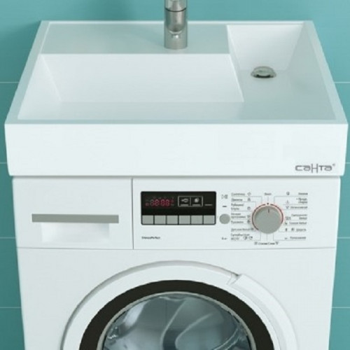 Раковина СанТа Юпитер 60 900116 на стиральную машину Белая искусственный камень (литьевой мрамор) на стиральную машину