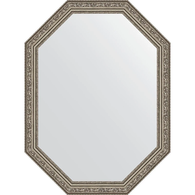 Зеркало Evoform Octagon 60x80 BY 7027 в багетной раме - Виньетка состаренное серебро 56 мм