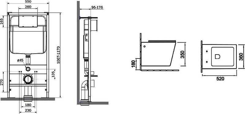 Комплект унитаза с инсталляцией SantiLine SL-5007LG+SL-01/LG цвет Светло-зеленый матовый с сиденьем Микролифт и клавишей смыва цвет Светло-зеленый матовый