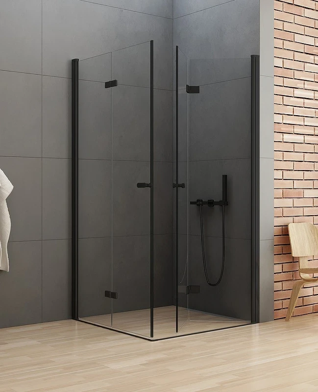 Душевой уголок New Trendy New Soleo Black 80х80 D-0234A/D-0238A профиль Черный стекло прозрачное