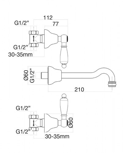 Смеситель для раковины Fiore Coloniale 02ZZ0636 цвет Бронза
