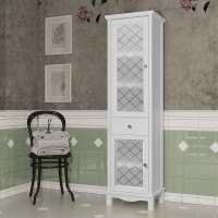 Шкаф пенал Opadiris Омега 45 L 00-00007360 Белый матовый МДФ / ЛДСП, массив дерева, стекло
