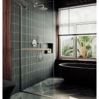 Душевая перегородка Maybah Glass MGD-732-5у 890x1950 в узком профиле Хром матовый стекло прозрачное