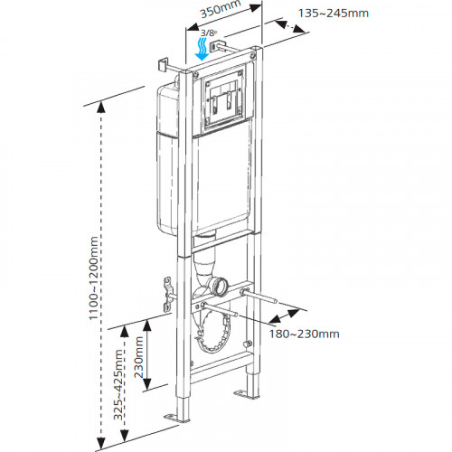 Инсталляция Cersanit Black 35 S-IN-BLACK-Cg-w для унитаза с клавишей смыва Хром пластик
