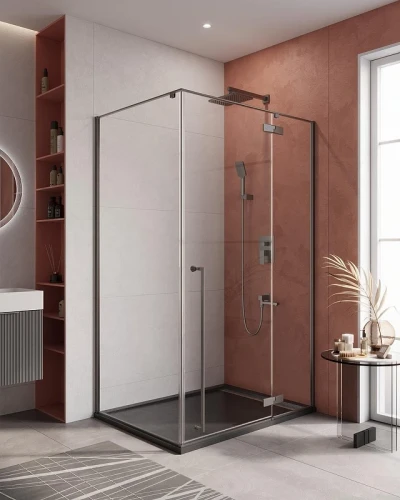 Душевой уголок Cezares Liner 120x90 R LINER-AH-1-120/90-C-GM-R профиль цвет Оружейная сталь стекло прозрачное