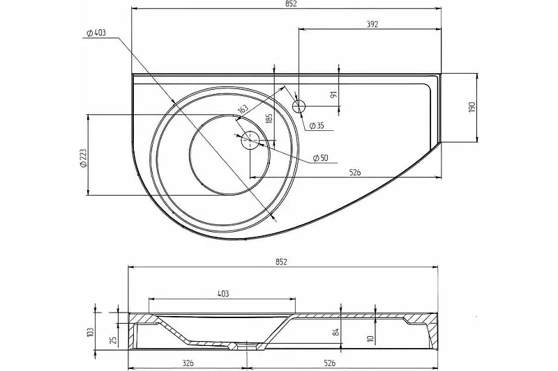 Раковина 1MarKa Элипс Piccolo Polytitan 85 R 07элпк85п цвет Белый