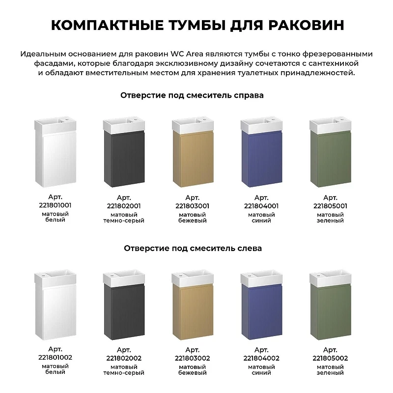 Раковина Wellsee WC Area 40 L 151802000 цвет Белый глянцевый