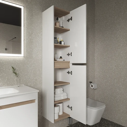 Шкаф пенал Sancos Smart 35 PSM35W подвесной Белый глянец МДФ / ЛДСП