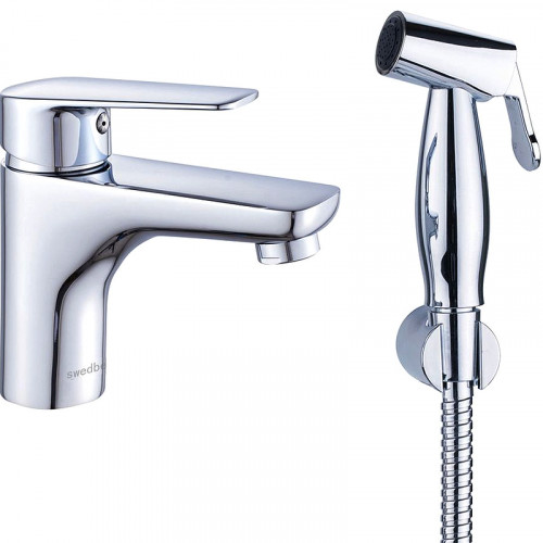 Смеситель для раковины Swedbe Mars 1760 с гигиеническим душем Хром латунь