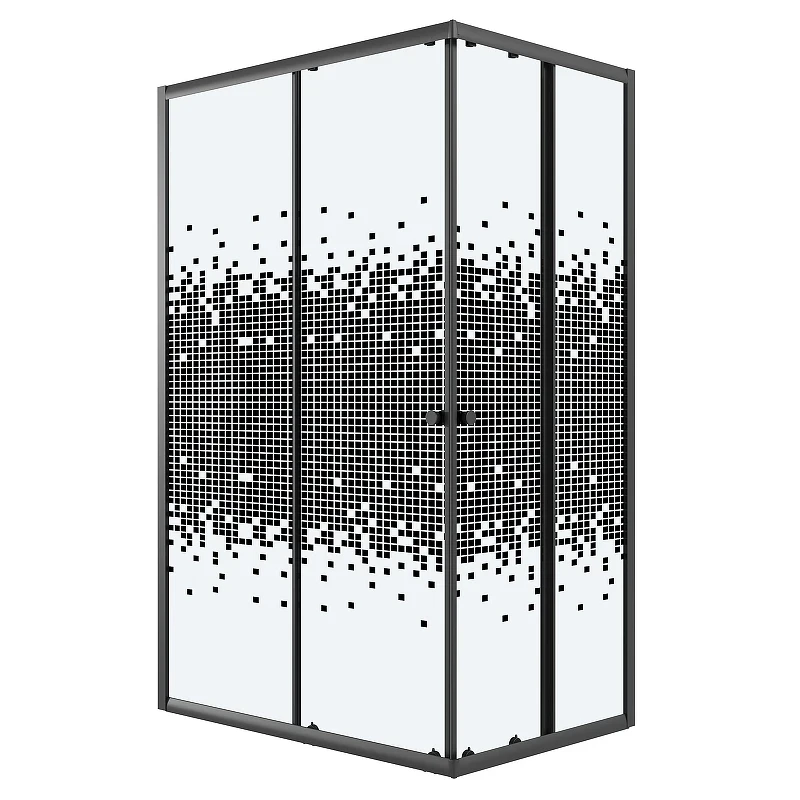 Душевой уголок Niagara Eco 120х80 NG-1012-14QBLACK профиль цвет Черный матовый стекло прозрачное с рисунком