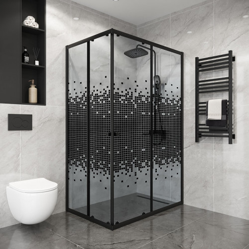 Душевой уголок Niagara Eco 120х80 NG-1012-14QBLACK профиль цвет Черный матовый стекло прозрачное с рисунком
