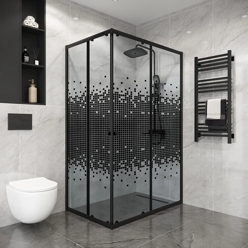 Душевой уголок Niagara Eco 120х80 NG-1012-14QBLACK профиль цвет Черный матовый стекло прозрачное с рисунком