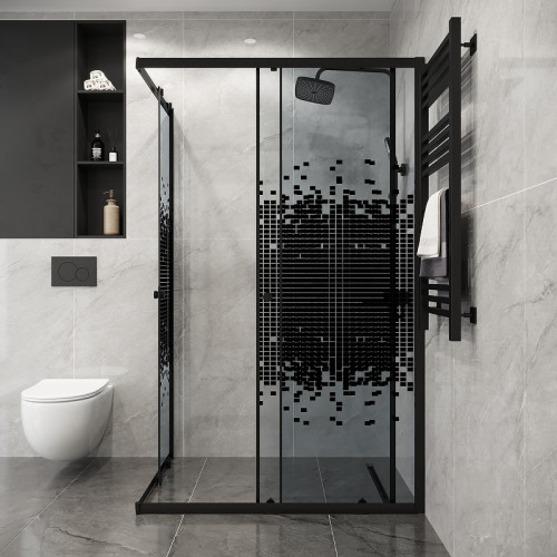 Душевой уголок Niagara Eco 120х80 NG-1012-14QBLACK профиль цвет Черный матовый стекло прозрачное с рисунком