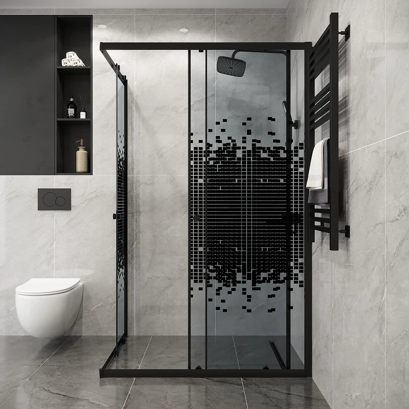 Душевой уголок Niagara Eco 120х80 NG-1012-14QBLACK профиль цвет Черный матовый стекло прозрачное с рисунком
