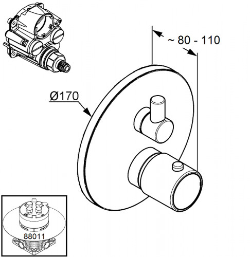 Смеситель для душа Kludi Zenta 388300545 с термостатом Хром латунь встраиваемый