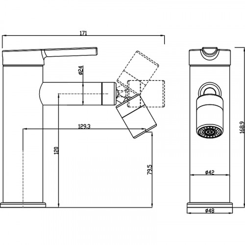 Смеситель для биде Swedbe Diana 1040B Черный матовый