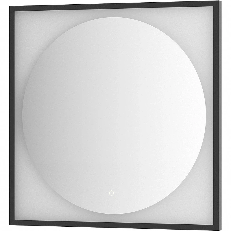 Зеркало Defesto Eclipce 80х80 DF 2223S с подсветкой 18W-4500К/в багетной раме/Сенсорный выключатель/Нейтральный белый свет/Черная рама