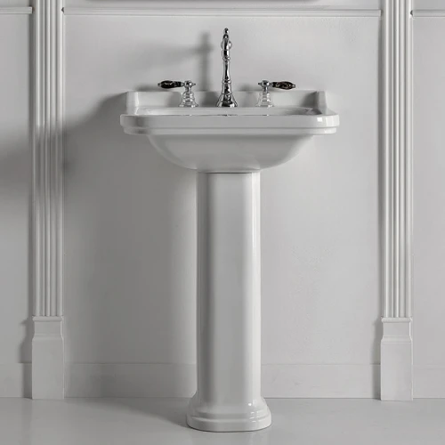 Раковина Kerasan Waldorf 60 4140K1bi/cr*3 Белая фарфор подвесная, полувстраиваемая