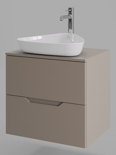 Тумба с раковиной Orange Line 60 Li-60TuLMDF+B07-500W подвесная Латте матовый МДФ / ЛДСП