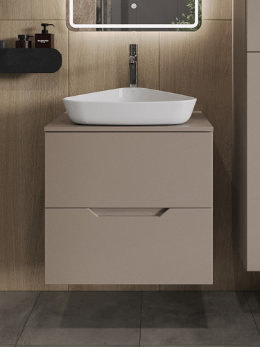 Тумба с раковиной Orange Line 60 Li-60TuLMDF+B07-500W подвесная Латте матовый МДФ / ЛДСП