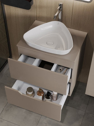 Тумба с раковиной Orange Line 60 Li-60TuLMDF+B07-500W подвесная Латте матовый МДФ / ЛДСП