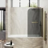 Шторка для ванны Maybah Glass MGV-792-2 800х1400 поворотная на монопетле с полотенцедержателем Бронза стекло графитовое матовое
