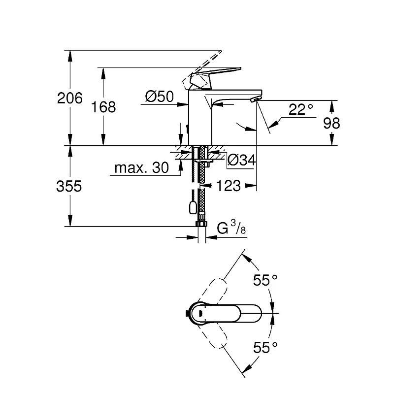 Смеситель для раковины Grohe Eurosmart Cosmopolitan 23326000 Хром латунь