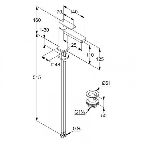 Смеситель для раковины Kludi Renon 42288N275 цвет Оружейная сталь