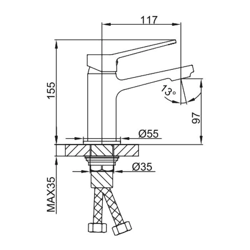 Смеситель для раковины Frap F1062-9 цвет Оружейная сталь
