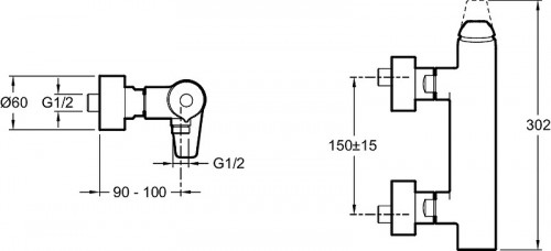 Смеситель для душа Jacob Delafon Avid E97368-BN Никель латунь на стену