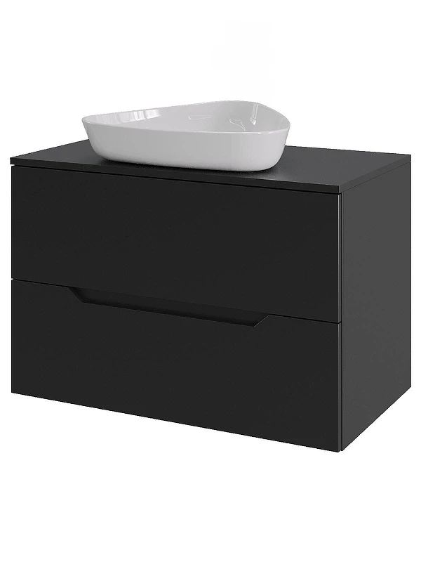 Тумба с раковиной Orange Line 70 Li-70TubMDF+B07-500W подвесная цвет Черный матовый
