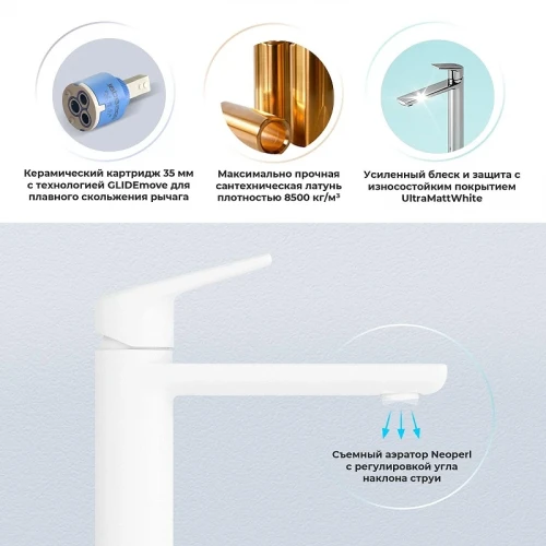 Смеситель для раковины Wellsee ICON! for life 182310000 цвет Белый матовый