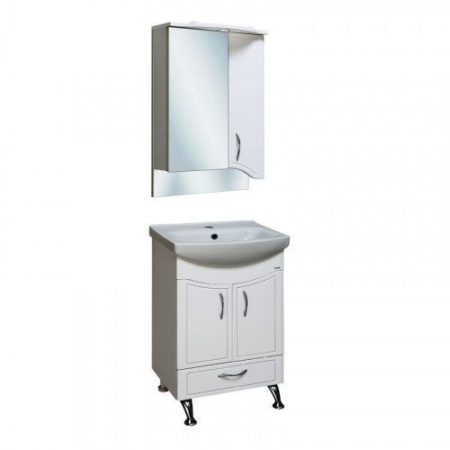 Зеркальный шкаф Runo Севилья 50 R 00000000799 с подсветкой Белый МДФ / ЛДСП, стекло