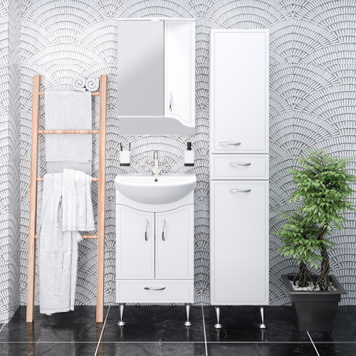 Зеркальный шкаф Runo Севилья 50 R 00000000799 с подсветкой Белый МДФ / ЛДСП, стекло