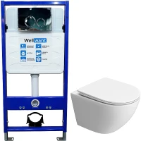 Комплект унитаза BelBagno Uno-Tor BB5177CH-TOR/SC с инсталляцией WellWant Standart 50 WWISI1110B с сиденьем Микролифт и клавишей смыва Хром глянцевый фаянс подвесной