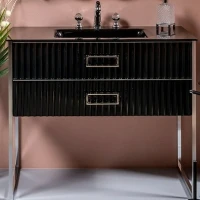 Тумба под раковину Boheme Armadi Art Monaco 80 866-080-BCR Черный глянец Хром МДФ / ЛДСП