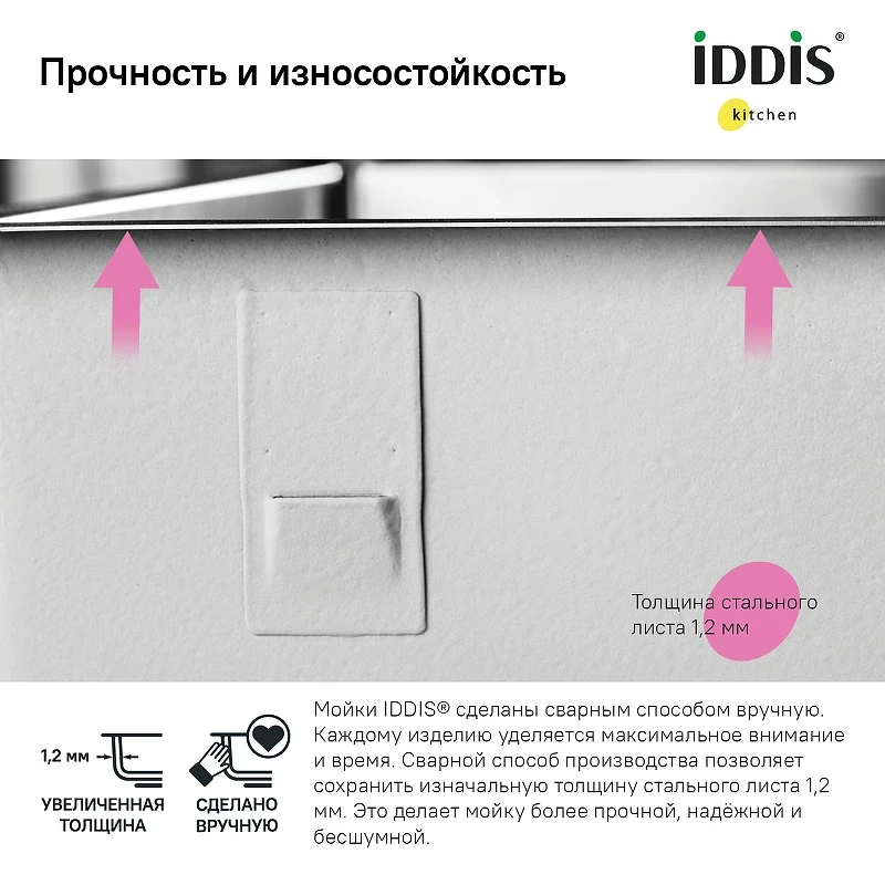 Кухонная мойка Iddis Edifice 75 EDI75G2i77 Графит нержавеющая сталь встраиваемая сверху, встраиваемая снизу