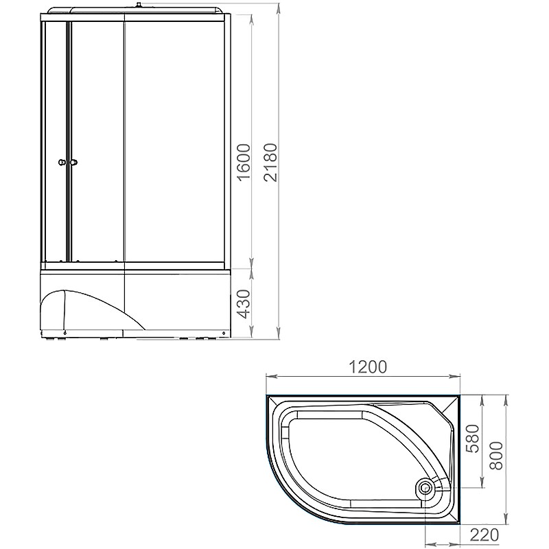 Душевая кабина Melodia della vita Classica 120x80 R MB01013 с гидромассажем