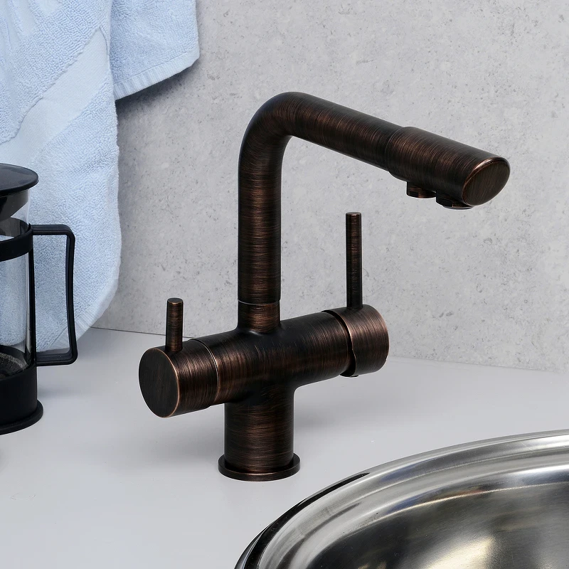 Смеситель для кухни WasserKRAFT A8047 Бронза темная латунь