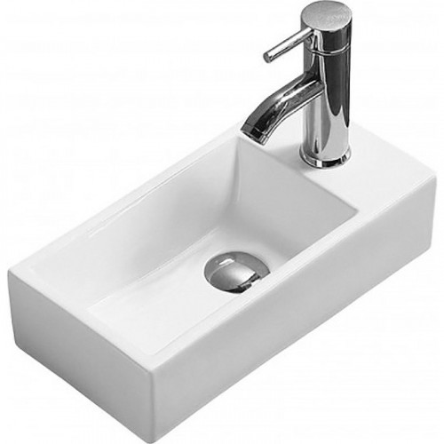 Раковина CeramaLux 38 9048FL Белая фаянс подвесная, накладная