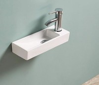 Раковина CeramaLux 38 9048FL Белая фаянс подвесная, накладная
