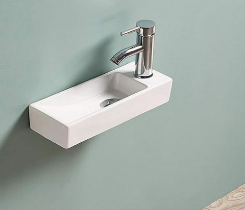 Раковина CeramaLux 38 9048FL Белая фаянс подвесная, накладная