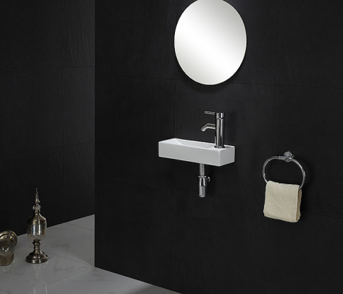 Раковина CeramaLux 38 9048FL Белая фаянс подвесная, накладная